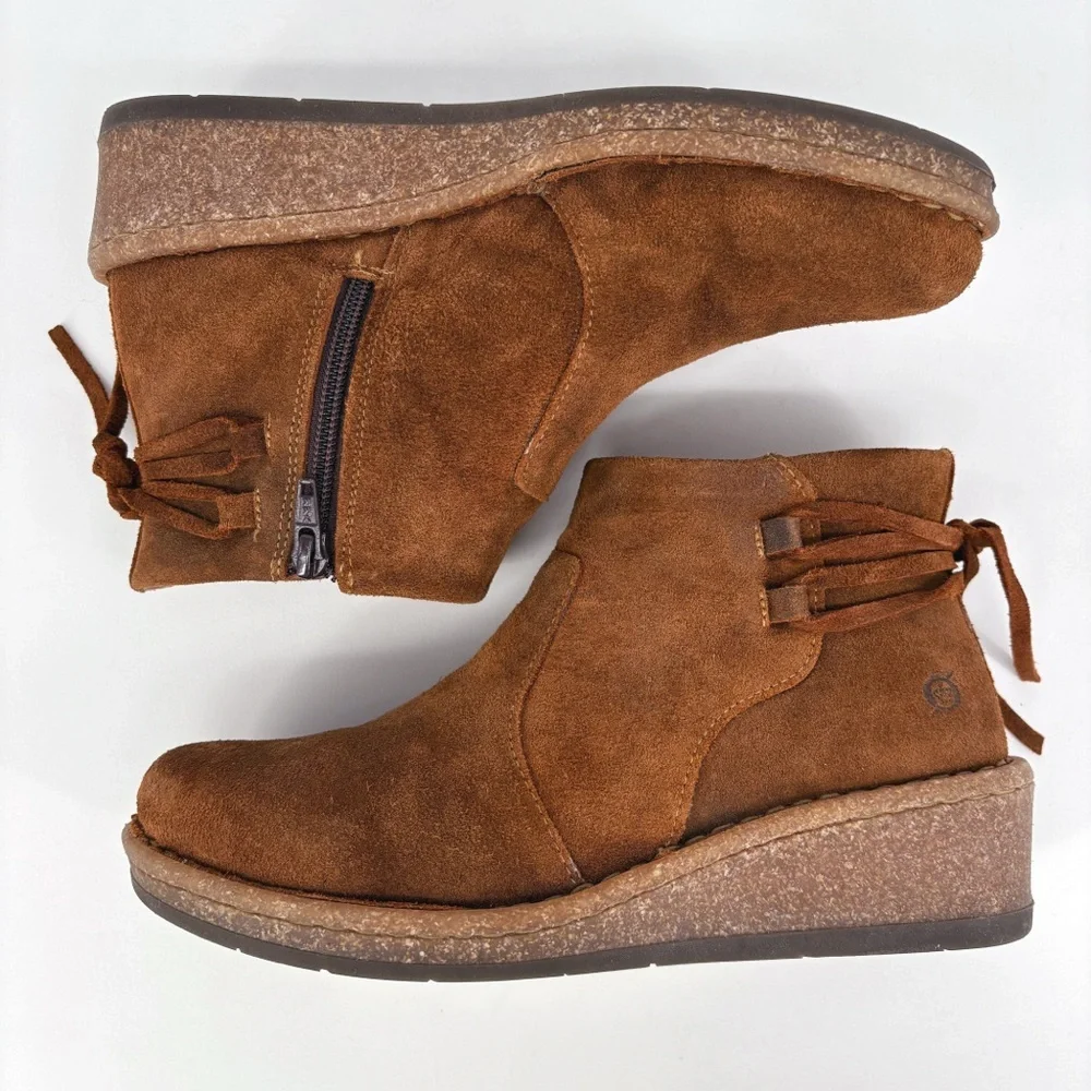 BORN | Viana Leather Wedge Bootie in Distressed Brown | Sz 7 - Picture 9 of 14